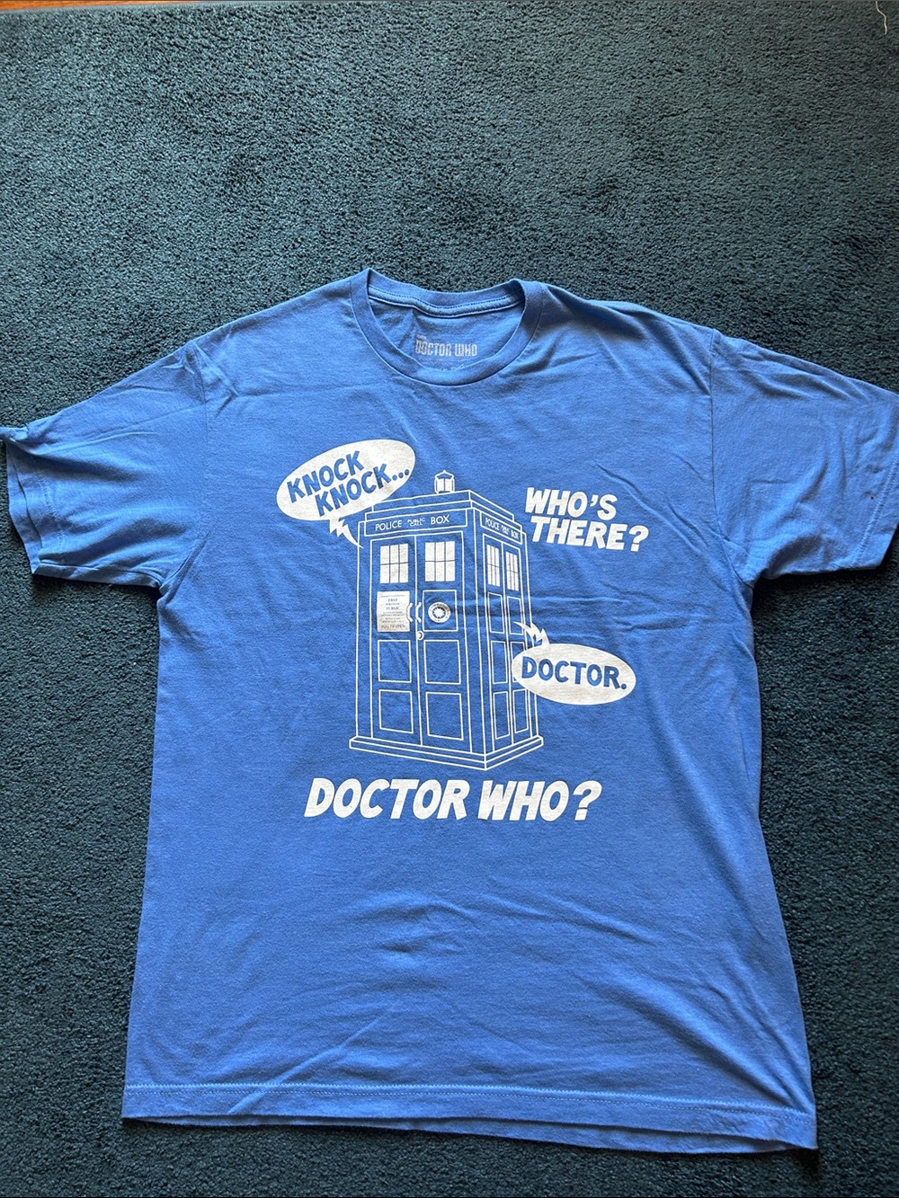 Men's Blue Doctor Who Graphic Tee - TARDIS Knock Knock Design